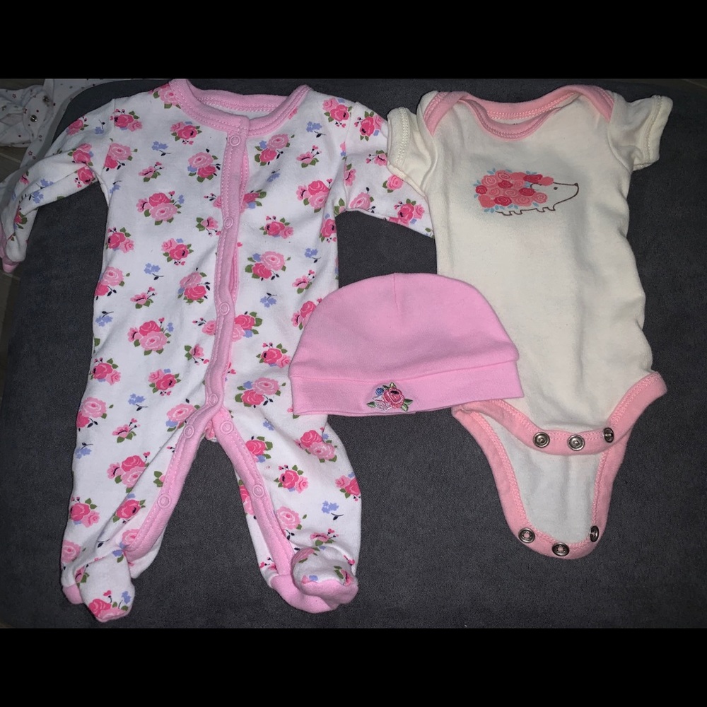 Preemie Set - Girls Pink Flower